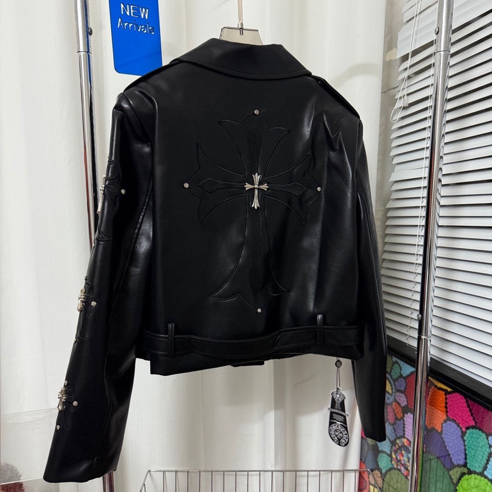 Chrome Hearts Black Leather Jacket with Silver Details - Picture 2 of 4